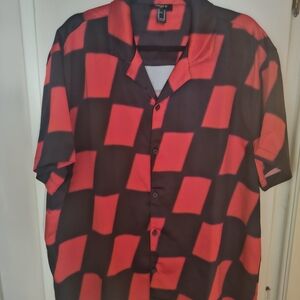 Forever 21 Red and Black Diamond Pattern Shirt